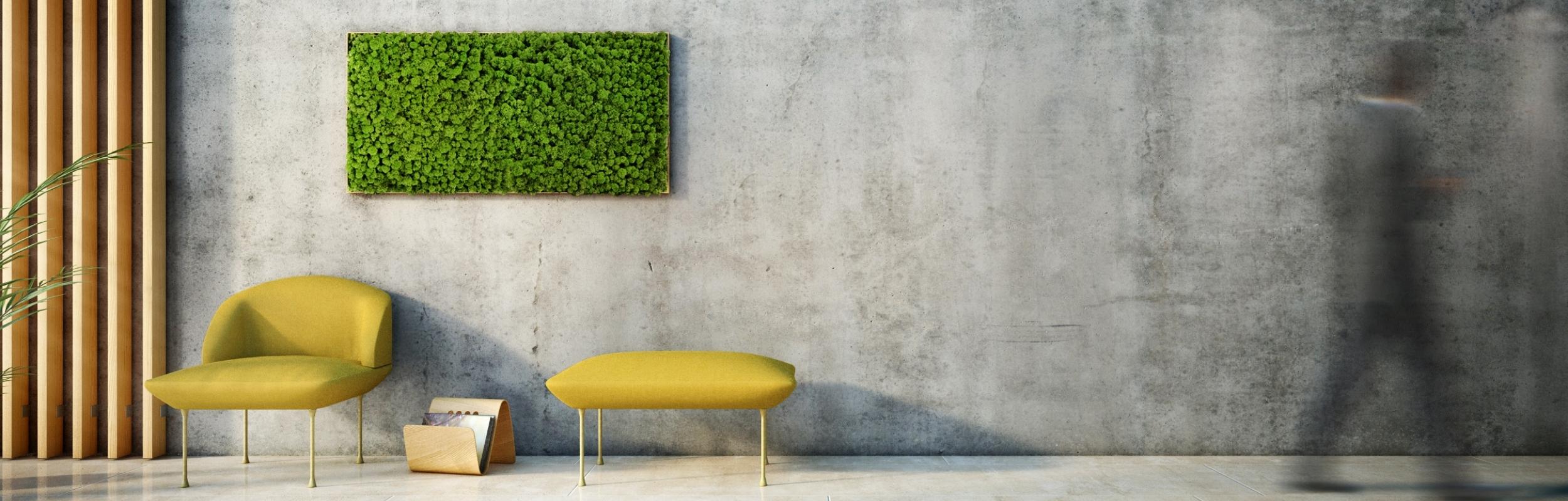 Moosbild in moderner Ladeneinrichtung im Retailbereich